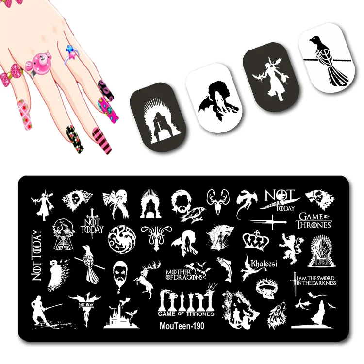 Mouteen Ancient Warrior Nail Stamp Warrior Equipment Nail Stamping Plates Giochi Modelli Di Timbri Per Unghie #190