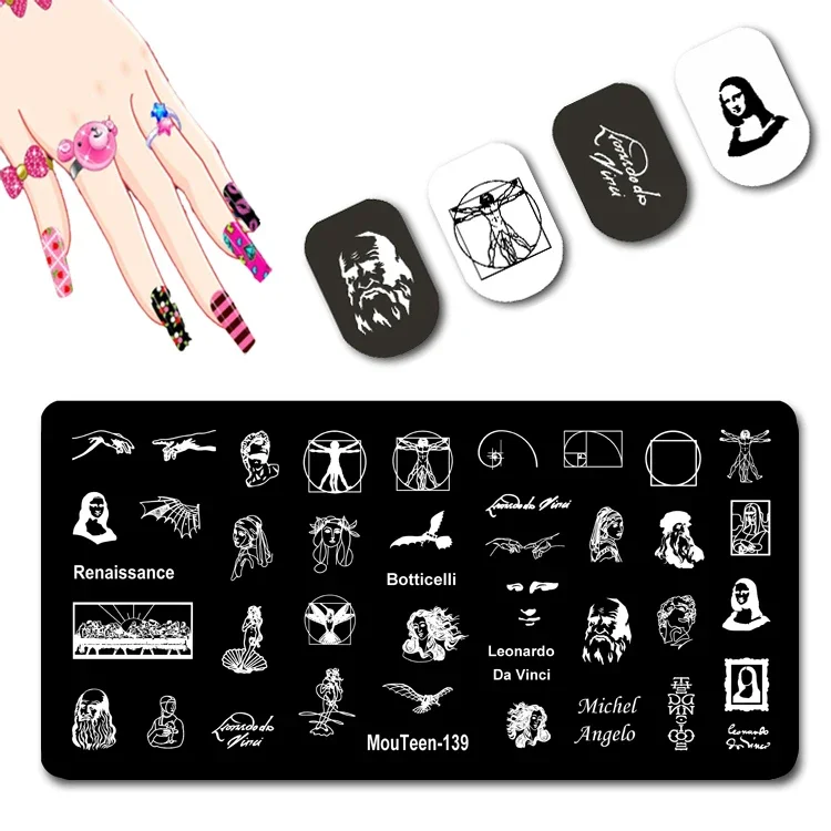 Leonardo Stamping Plate Mouteen-139 Painter Stamping Plate Pittura A Olio Figure Nail Stamp Plates #139