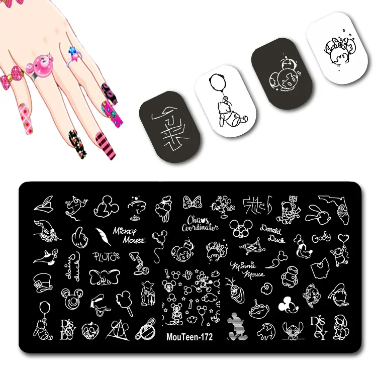 New Line Disney Nail Stamping Plates Disney Head Nail Stamp Plates Line Cartoon Head Nail Art Stamping Plates #172