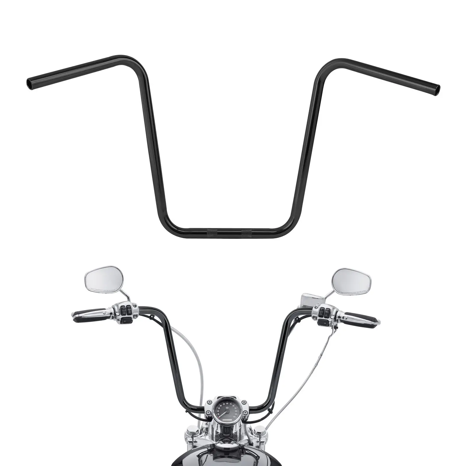 Moto 10 "/12"/14 "/16"/18 "Ape Hanger Manubrio Per Harley 70Two Sportster Xl1200 Forty Eight Iron 883 Chrome/Black