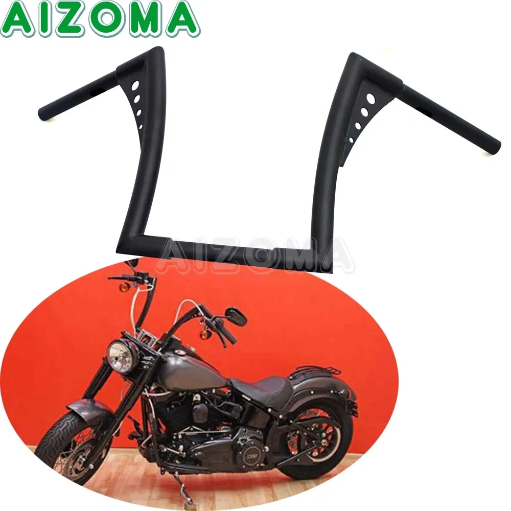 Moto 1-1/2 "Black Fat Bar Per Harley Xl Sportster Dyna Softail Flst Fxst 30-1/2" Wide 12 "Rise Ape Hanger Manubrio