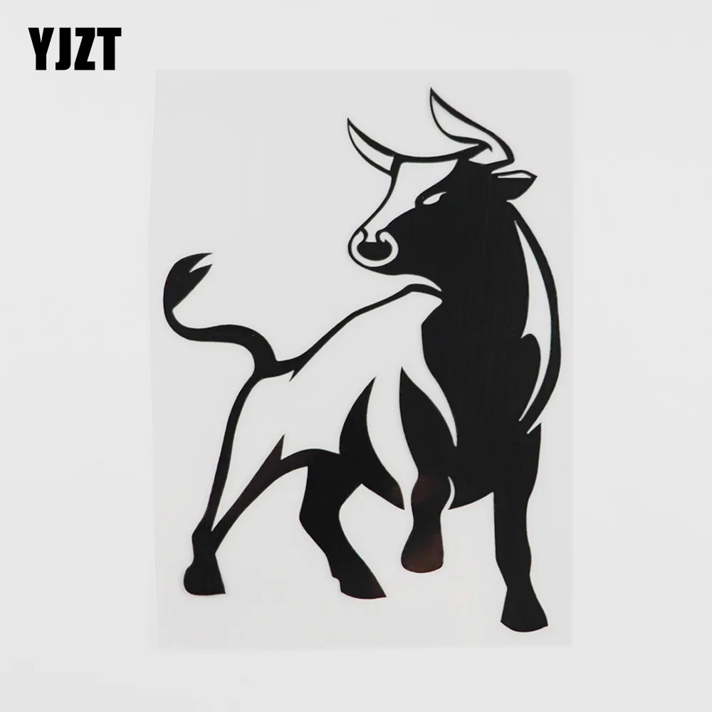 Yjzt Muslimon Cartoon Angry Bull Horns Rodeo Vinyl Car Sticker Nero/Argento 8A-0145