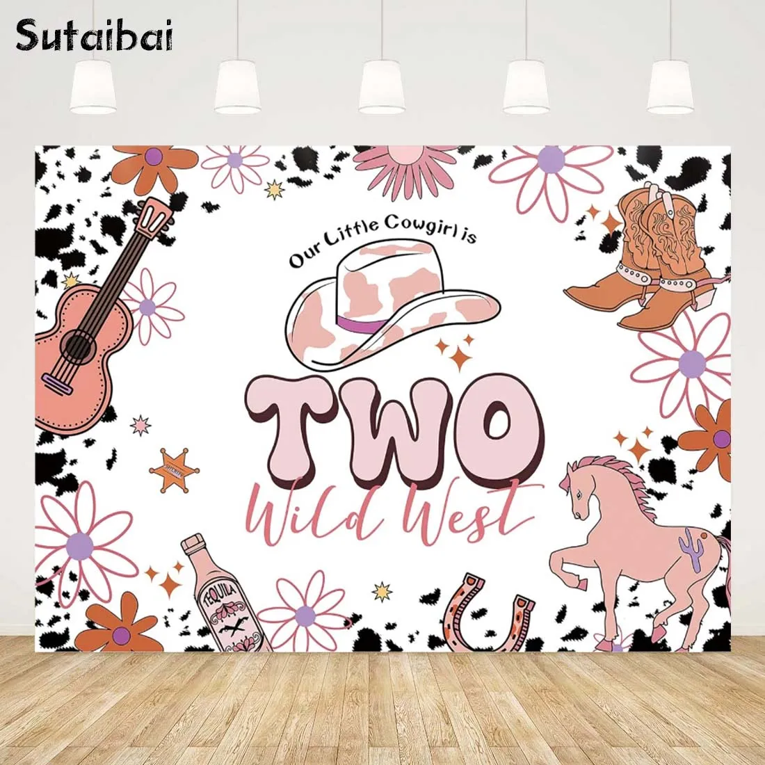 Cowgirl 2Nd Birthday Fondale Little Cowgirl Is Two Wild West Photo Background Western Rodeo Cow Girl Seconda Festa Di Compleanno