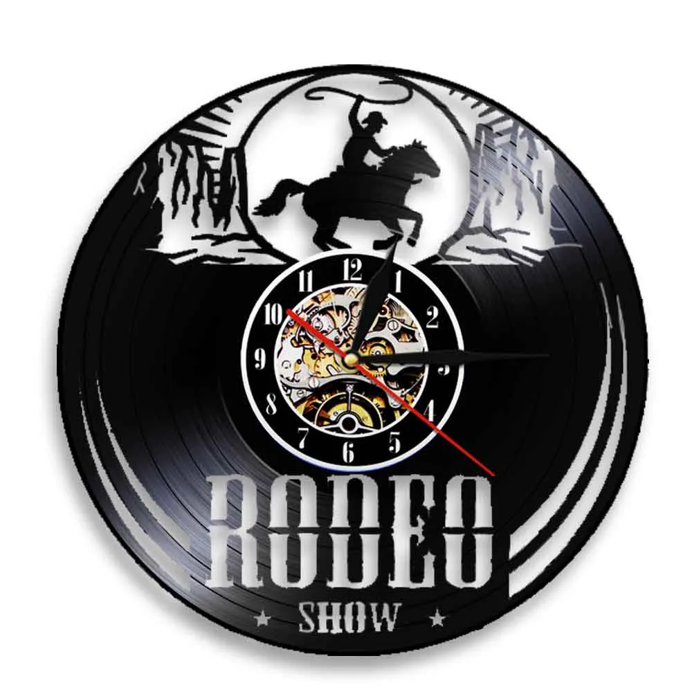 Freedom Horse Rider Art Wall Decor Orologio Horse Watch Record In Vinile Wild Rodeo Life Cowboy Orologio Da Parete Soggiorno Decor