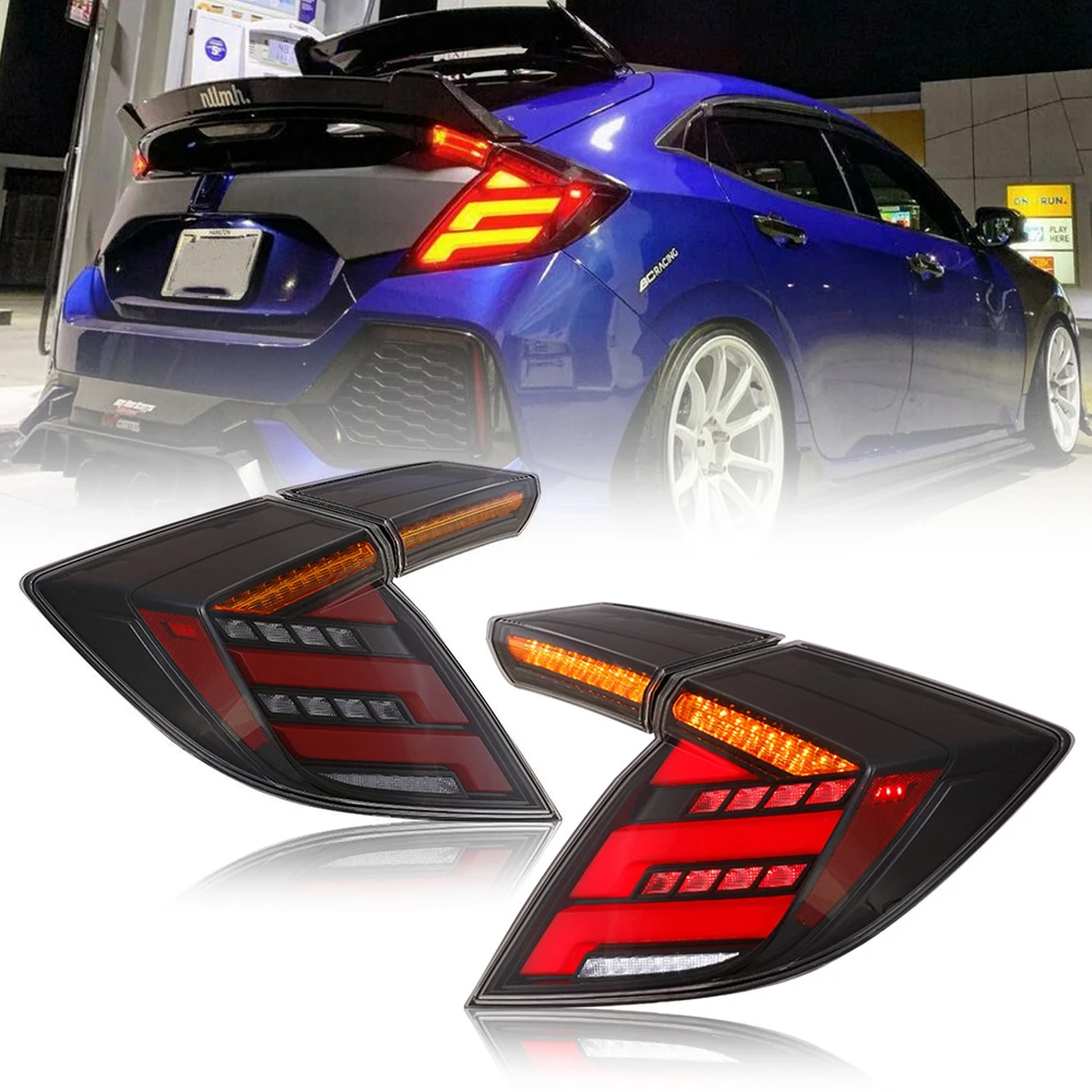 Taillights For Honda Civic Hatchback Type R 2016-2020 Led Assemb Tail Lights/Lamp Smoked Car Accessories Auto Replacement Parts