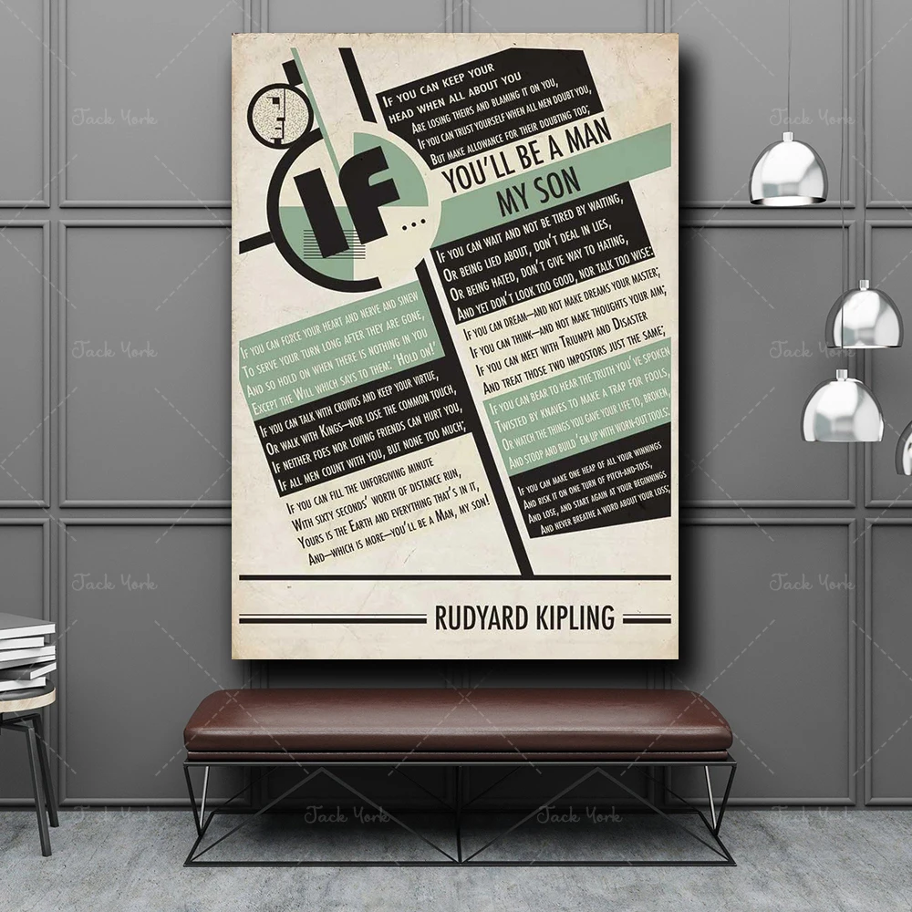 Pittura Su Tela If Rudyard Kipling - Poster Tipografia Poesia Poesia Illustrazione Letteraria Wall Art Home Decor Bauhaus Design Prin