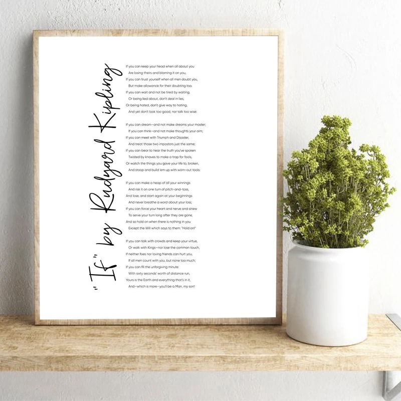 Rudyard Kipling Poesia Letteratura Stampe Motivazionali If Quotes Poster Inspirational Wall Art Canvas Painting Picture Home Decor