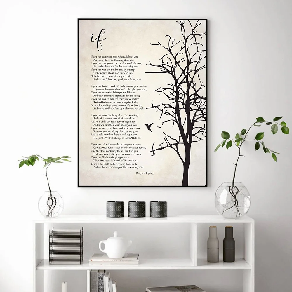 Rudyard Kipling Poesia Letteratura Stampe Motivazionali If Quotes Poster Inspirational Wall Art Canvas Painting Picture Home Decor