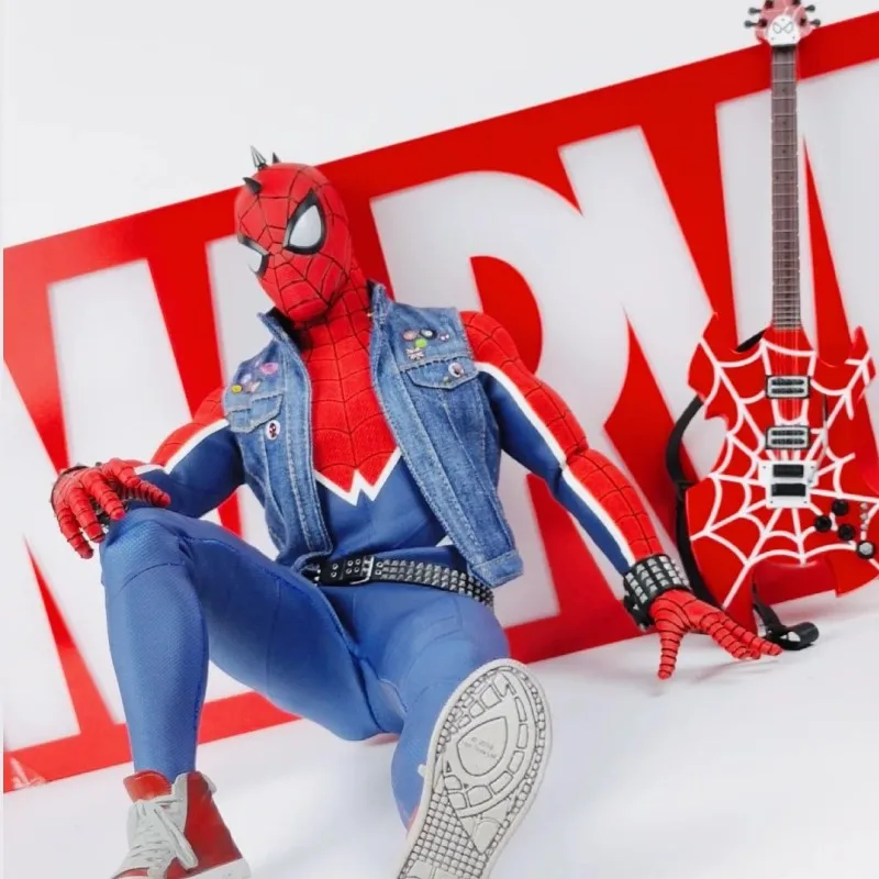 Stock Original Hottoys Marvel Spider-Man Spider-Punk Htvgm32 Ps4 Suit 1/6 Anime Figur Action Figures Modello Collezioni Giocattoli Regalo