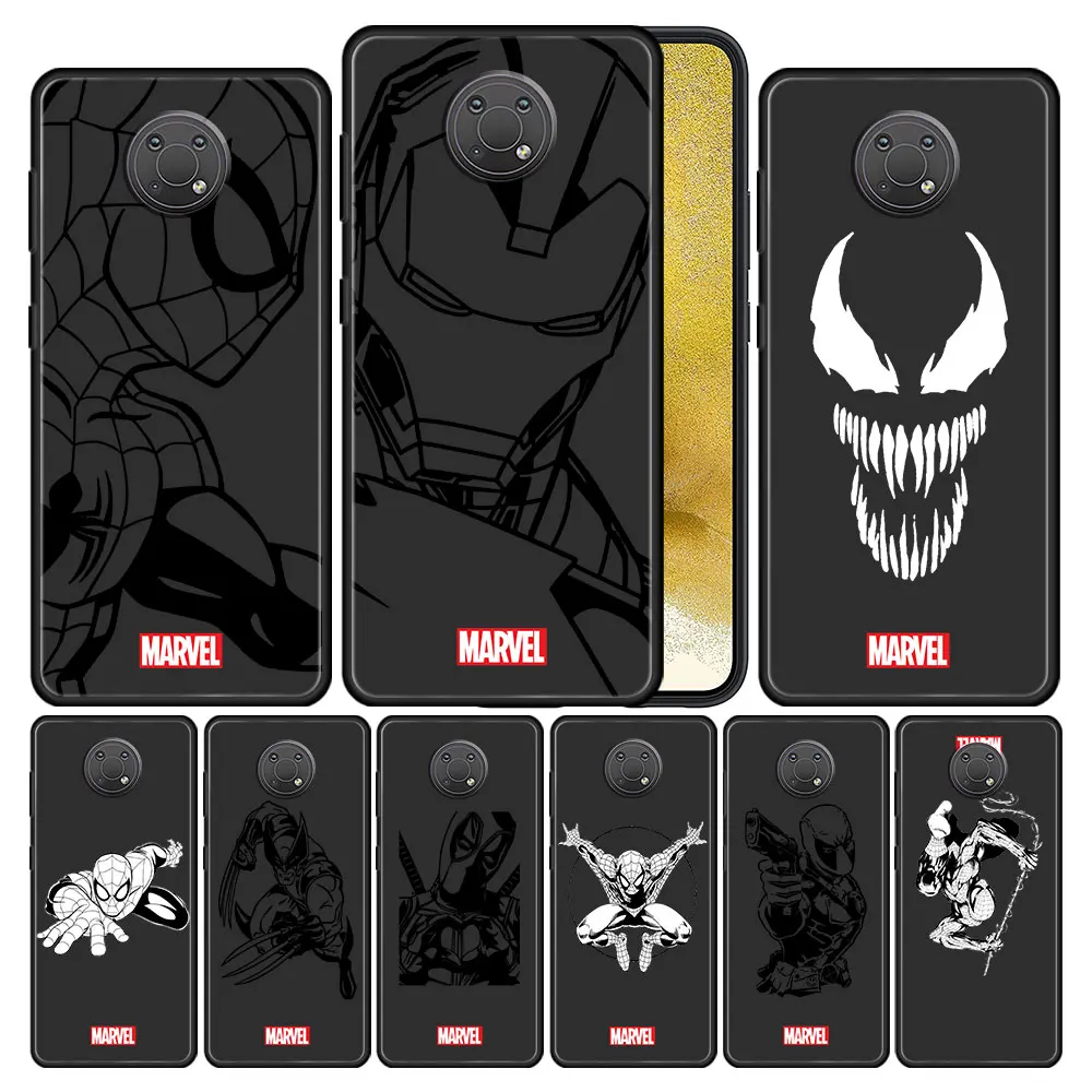 Marvel Iron Man Spiderman Capa Caso Delle Cellule Per Nokia 6 G20 5 G50 G10 7 Xr20 4 1 X100 G50 X10 2 X20 G11 G21 3 C20 8.3 5G Nero