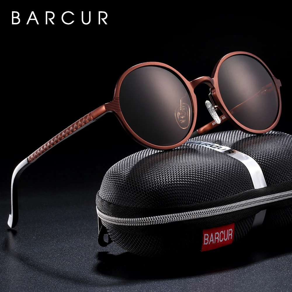 Barcur Hot Black Goggle Occhiali Da Sole Rotondi Maschili Luxury Brand Men Glasses Retro Vintage Women Occhiali Da Sole Uv400 Eyewear