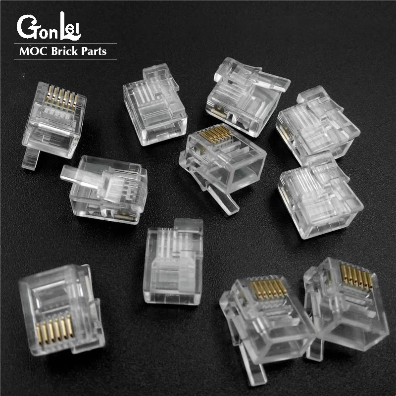 10-100 Pz Rj12 Six-Core Clear Crystal Head 6 P6C Posizione Fibbia Destra Misura Per Nxt Ev3 High-Tech Moc Blocks Parti Giocattoli Fai Da Te Regali