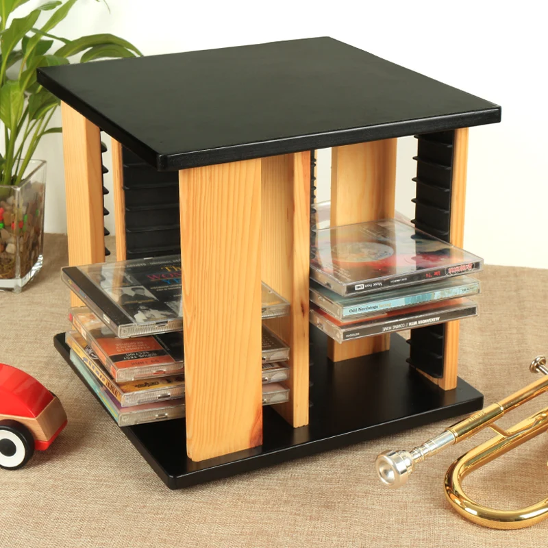 Minicnom Cute Cd Organizer Rack Storage Retro Display Capacity Stand Luxury Portable Cd Rack Insert Porta Cd Music Decoration