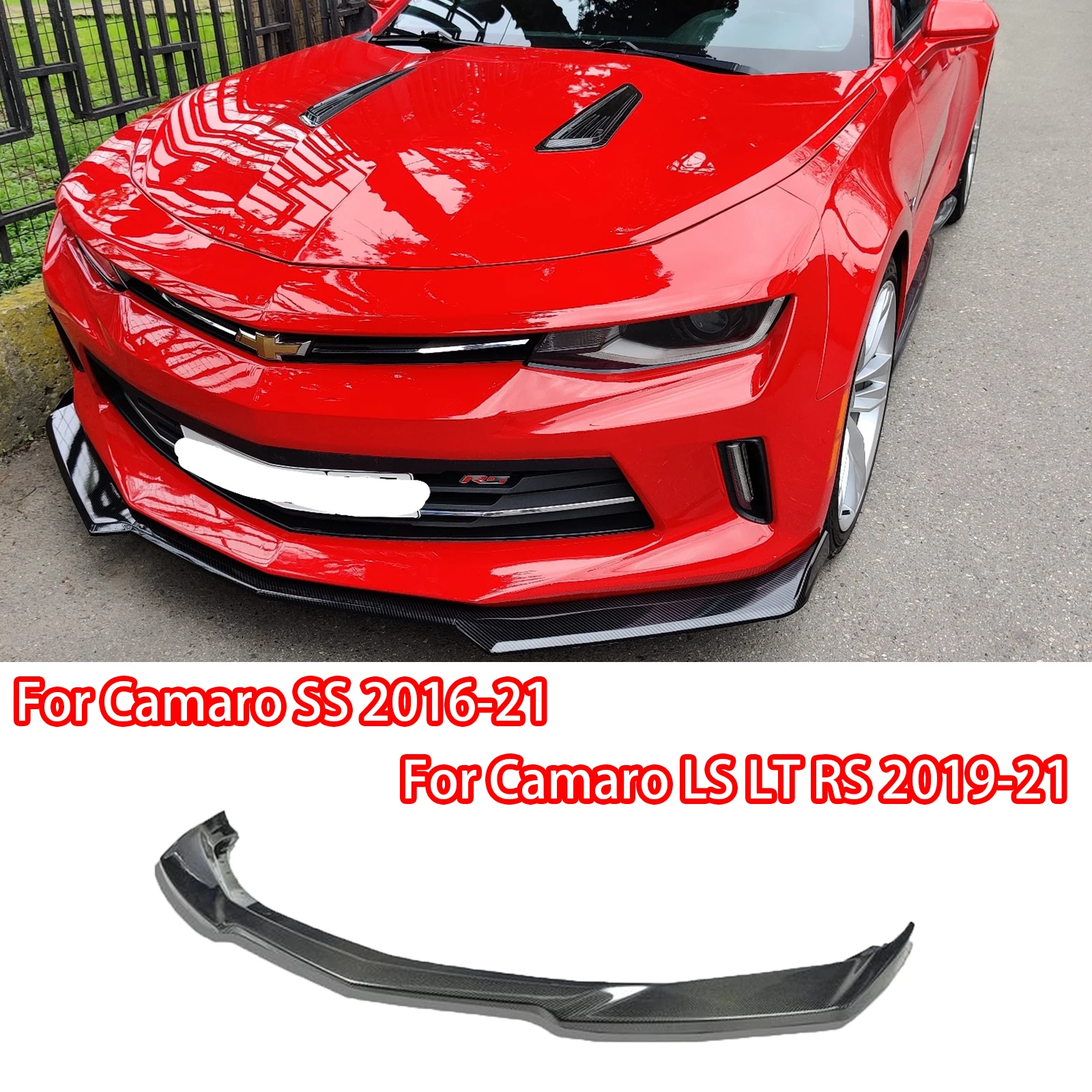 Paraurti Anteriore Lip Splitter Spoiler Per Camaro Ss 2016-2021/Camaro Ls Lt Rs 2019-2021 Aspetto In Fibra Di Carbonio Nero Lucido Mate Nero