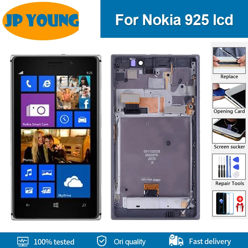 100% Originale Per Nokia Lumia 925 Rm-893 Display Lcd Di Ricambio Display Touch Screen Digitizer Per Nokia 925 Lcd Con Cornice
