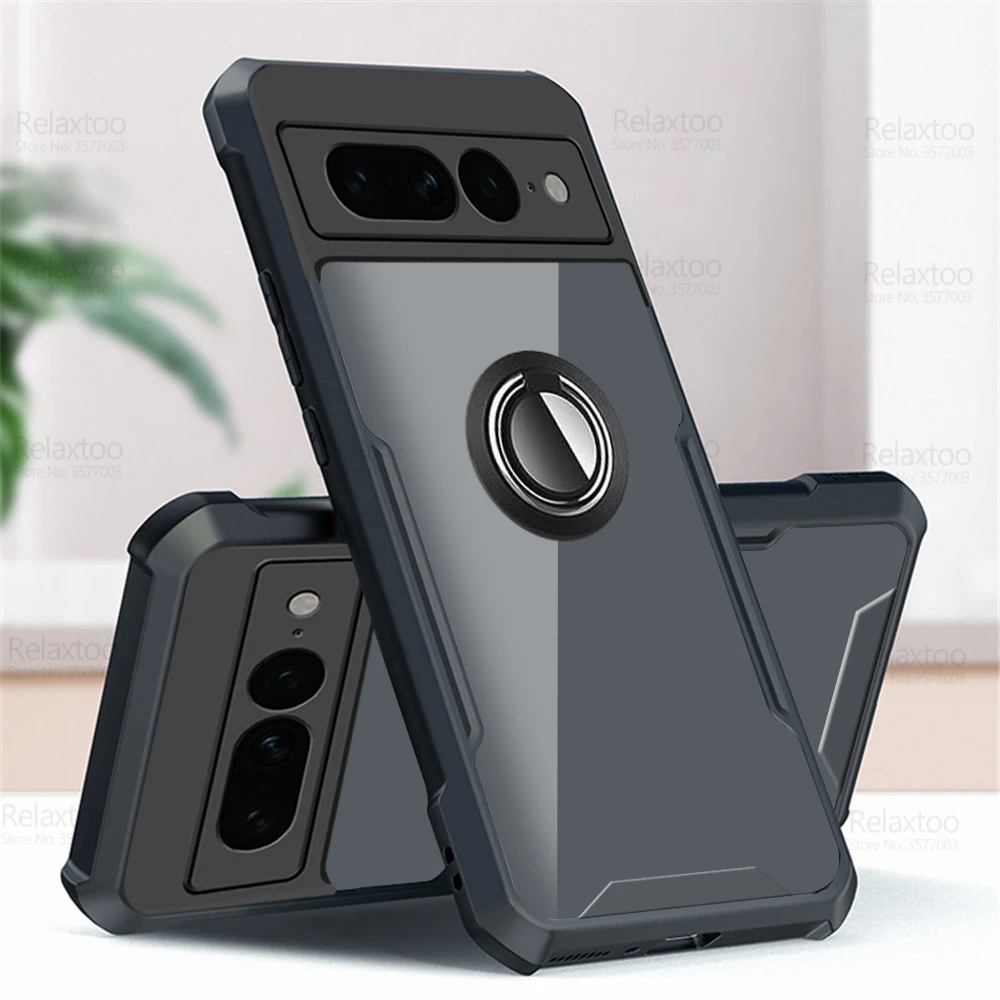 Per Google Pixel 7 Pro Case Cover Posteriore In Acrilico Trasparente Goole Pixel 6A Pixel7 7Pro Pixel7Pro 5G Stand Ring Armor Protection Fundas