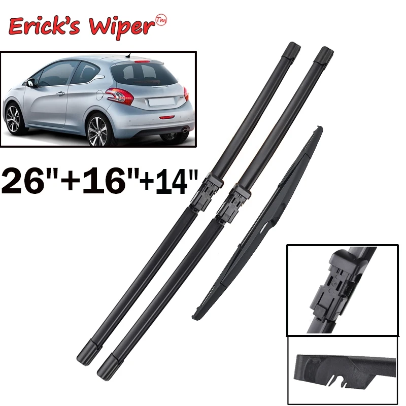 Set Di Spazzole Tergicristallo Anteriore E Posteriore Ererer'S Per Peugeot 208 2012 - 2018 Spazzole Per Parabrezza Parabrezza 26 "+ 16" + 14"