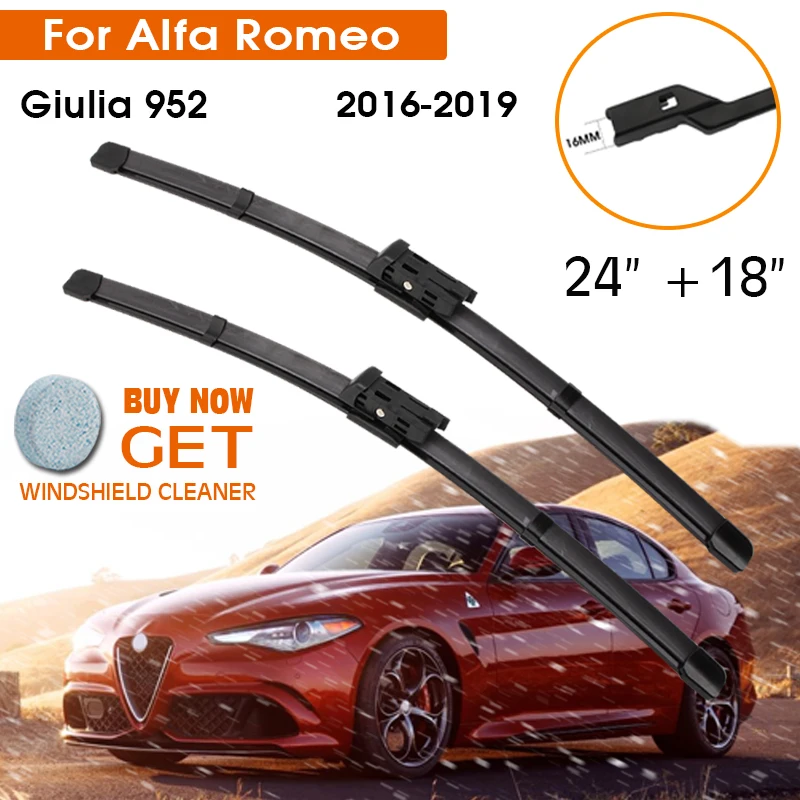 Car Wiper For Alfa Romeo Giulia 952 2016-2019 Windshield Rubber Silicon Refill Front Window Wiper 24"+18" Lhd Rhd Accessorie