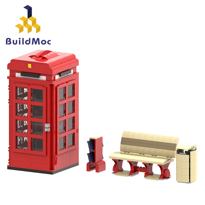Buildmoc Phone Box Building Blocks Set London Red Compatibile 10258 Bus Call Booth Mattoni Giocattoli Per Bambini Regalo Di Compleanno Per Bambini