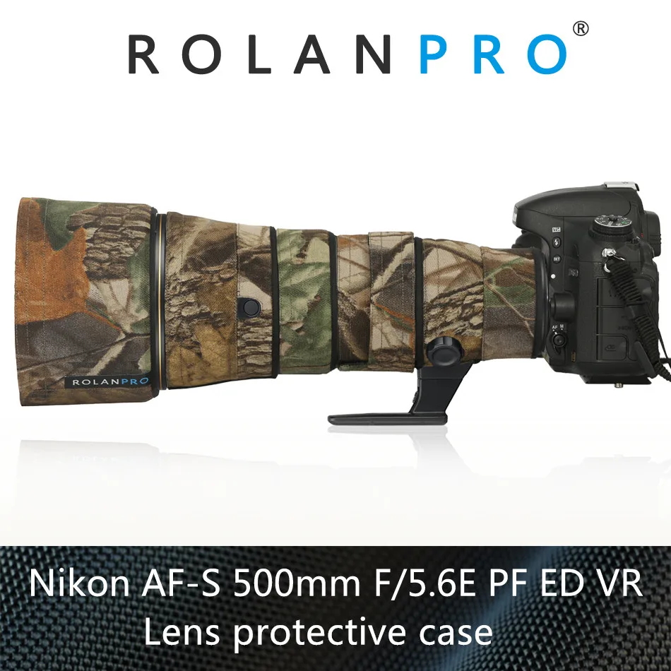 Rolanpro Obiettivo Di Macchina Fotografica Cappotto Camuffamento Per Nikon Af-S 500 Millimetri F5.6E Pf Ed Vr Lens Custodia Protettiva Pistole Abbigli