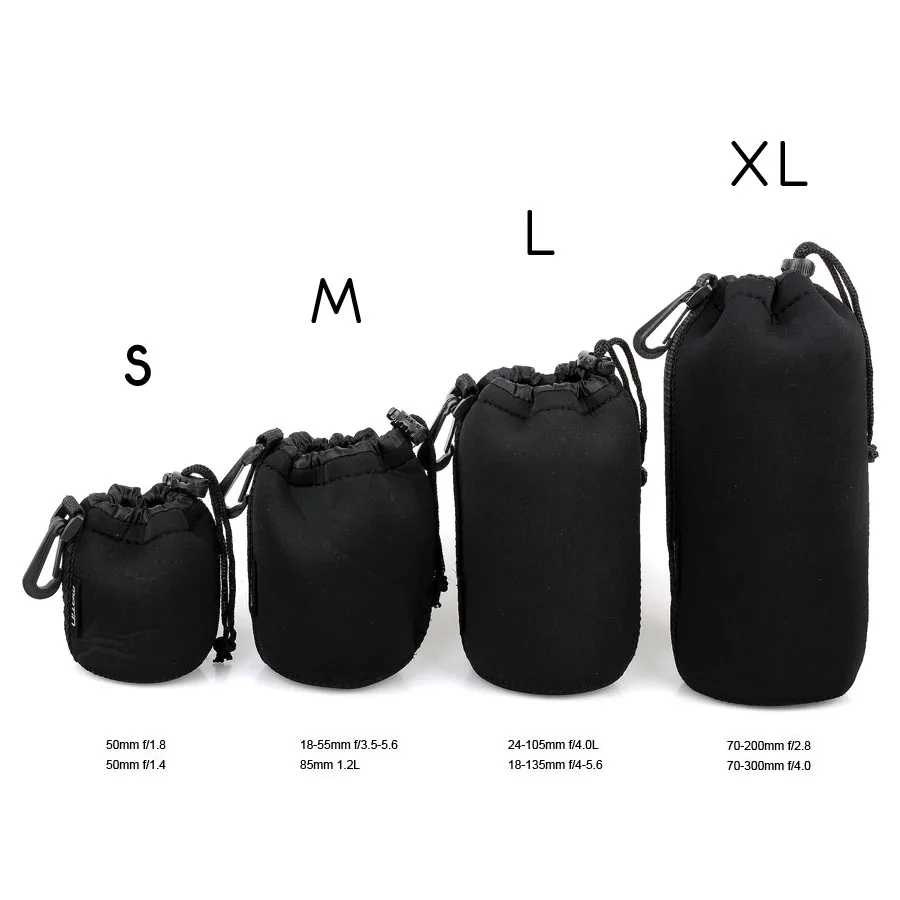 4 Pezzi S/M/L/Xl Camera Lens Sacchetto Della Cassa Impermeabile Del Sacchetto Del Neoprene Morbido Protector Per Canon Nikon Sony Sigma Tamron Lens