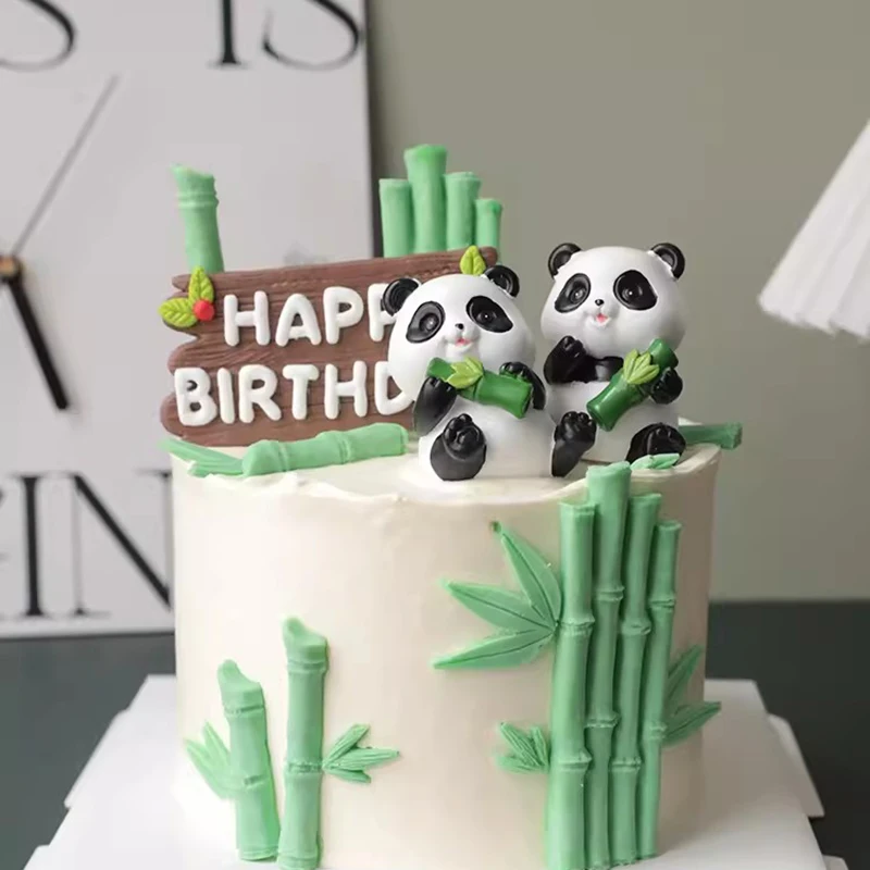 Ins Panda Cake Toppers Bamboo Turtle Leaf Decoration Buon Compleanno Per La Festa Dei Bambini Boy Girl Party Supplies Cottura Regali Carini