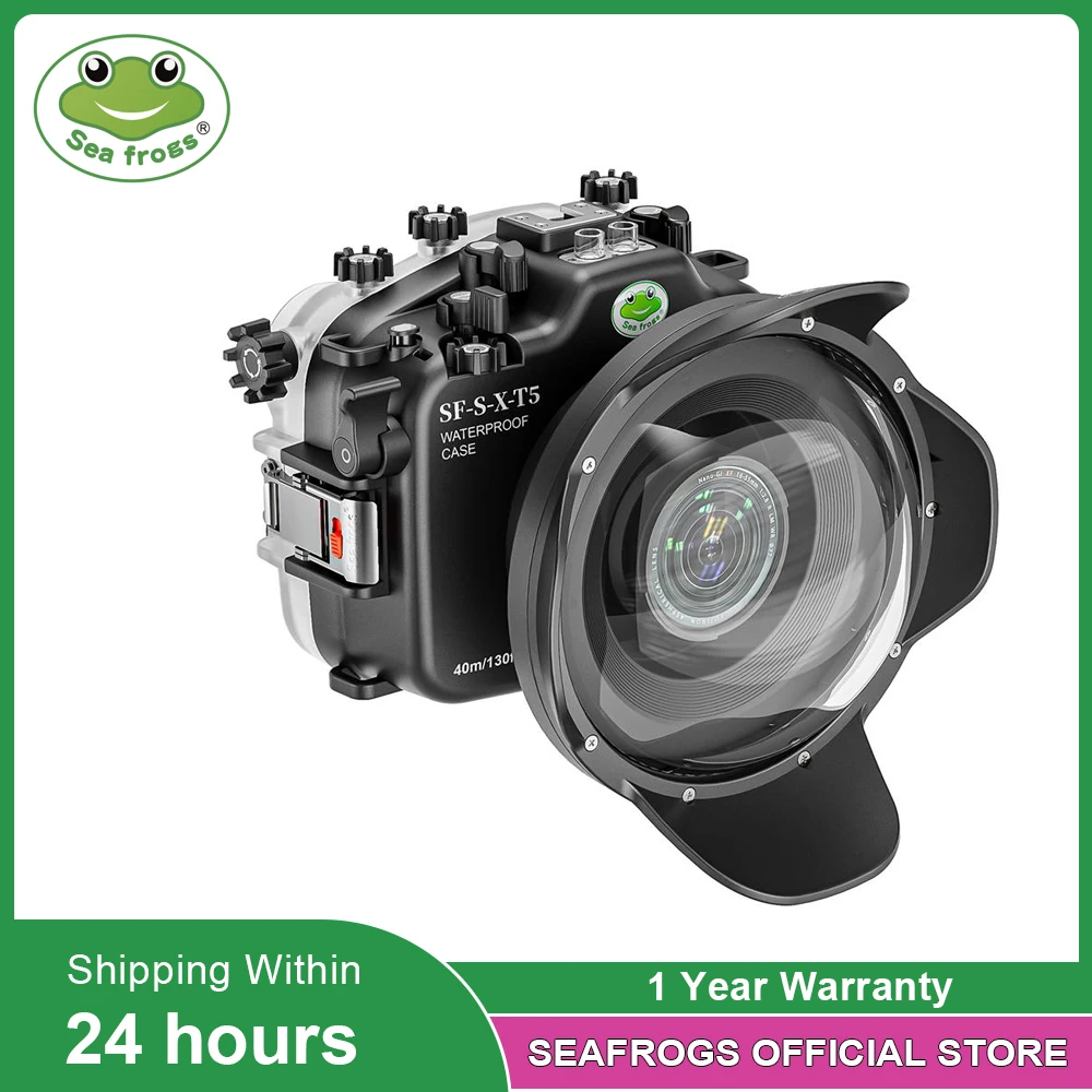 Custodia Per Immersione Seafrogs Con Porta Dome Pc 6 "8" Per Obiettivo Fujifilm X-T5 Xf 16-55 Xc16-50 Xf18-55