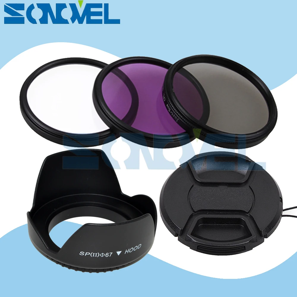 67Mm Uv Cpl Fld Lens Filter Kit + Lens Cap + Fiore Paraluce Per Nikon D7500 D7200 D750 D810A D800 D500 D5 D4S & 18-105Mm/18-140Mm