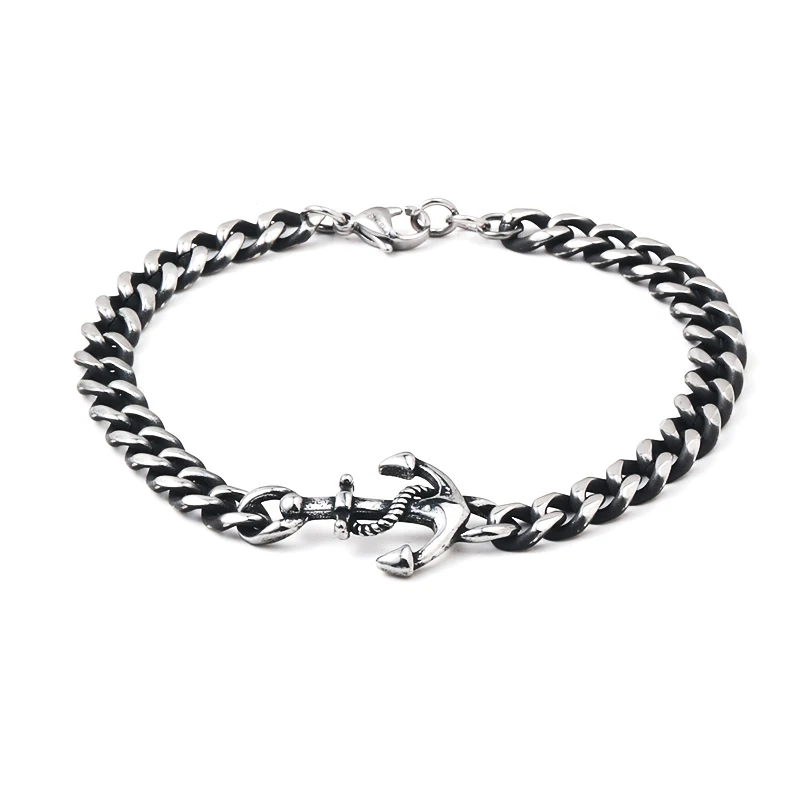 Elio Advanced Punk Style Anchor Charm Chain Bracciale In Acciaio Inossidabile 316L Per Uomo
