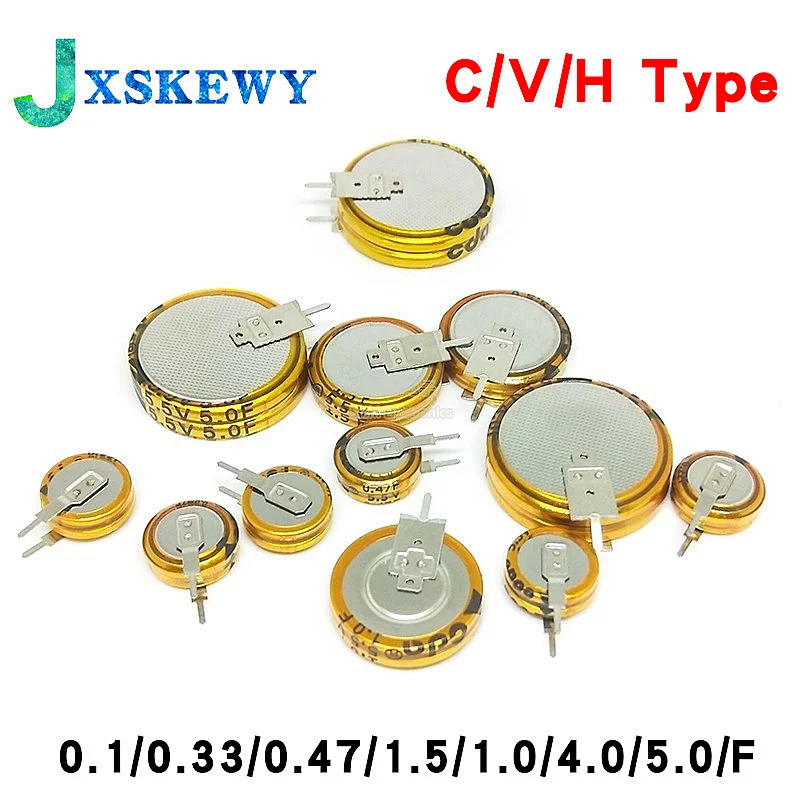 Condensatore Farad 2Pcs 5.5V Super Condensatore 0.1/0.33/0.47/1.5/1.0/4.0/5.0/F Condensatore A Doppio Strato Tipo C/V/H