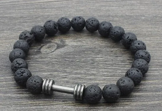8 Millimetri In Oro Argento Manubrio Ef2 Reiki Buddha U4646 Yoga Filo Elastico Regolata Nero Lava Vulcanica Pietra Braccialetto Di Perline Braccialett