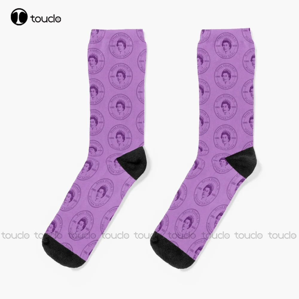 Vintage Distressed Queen Elizabeth Ii Platinum Jubilee Stamp Socks Calzini Da Ciclismo 360 ° Stampa Digitale Regalo Di Capodanno Di Natale Nuovo