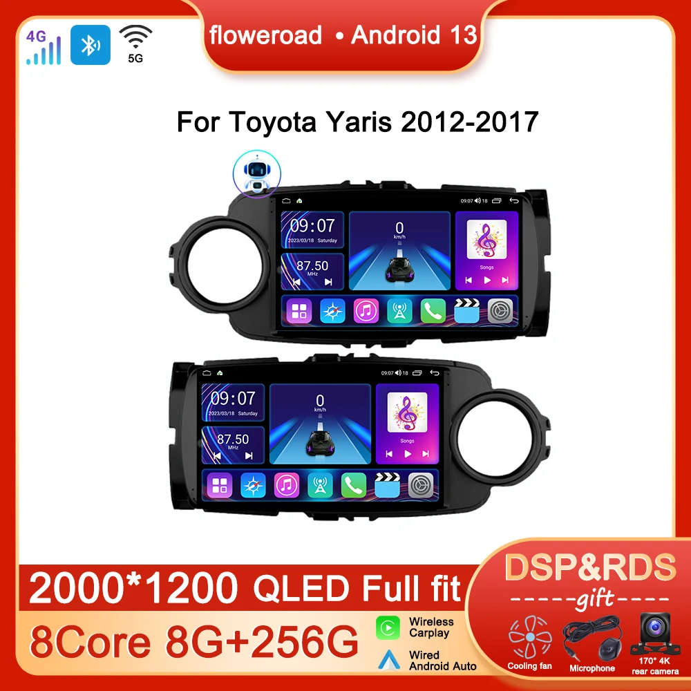 Autoradio Lettore Multimediale Android 13 Per Toyota Yaris 2012-2017 Navigazione Gps Apple Carplay 2Din Video Head Unit Autoradio 4G