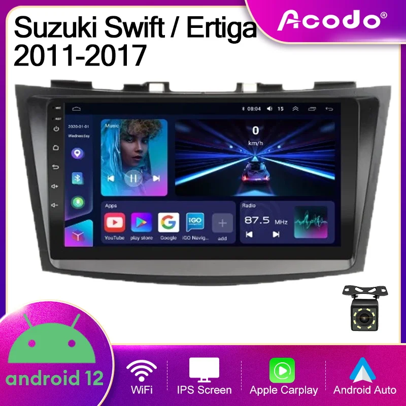 Acodo 9 ''Android12 Carplay Radio Per Suzuki Swift / Ertiga 2011-2017 Ips Touch Split Screen Fm Wifi Bt Radio Gps Swc Autoradio