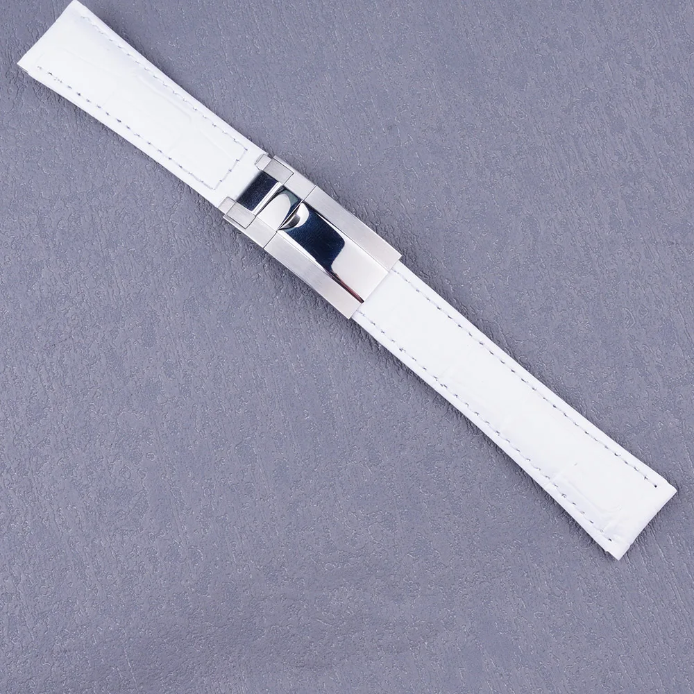 For Oyster Gmt Skx Black Bay 20Mm Black Calf Leather Strap Watch Band With Clasp Ladies Watch Band