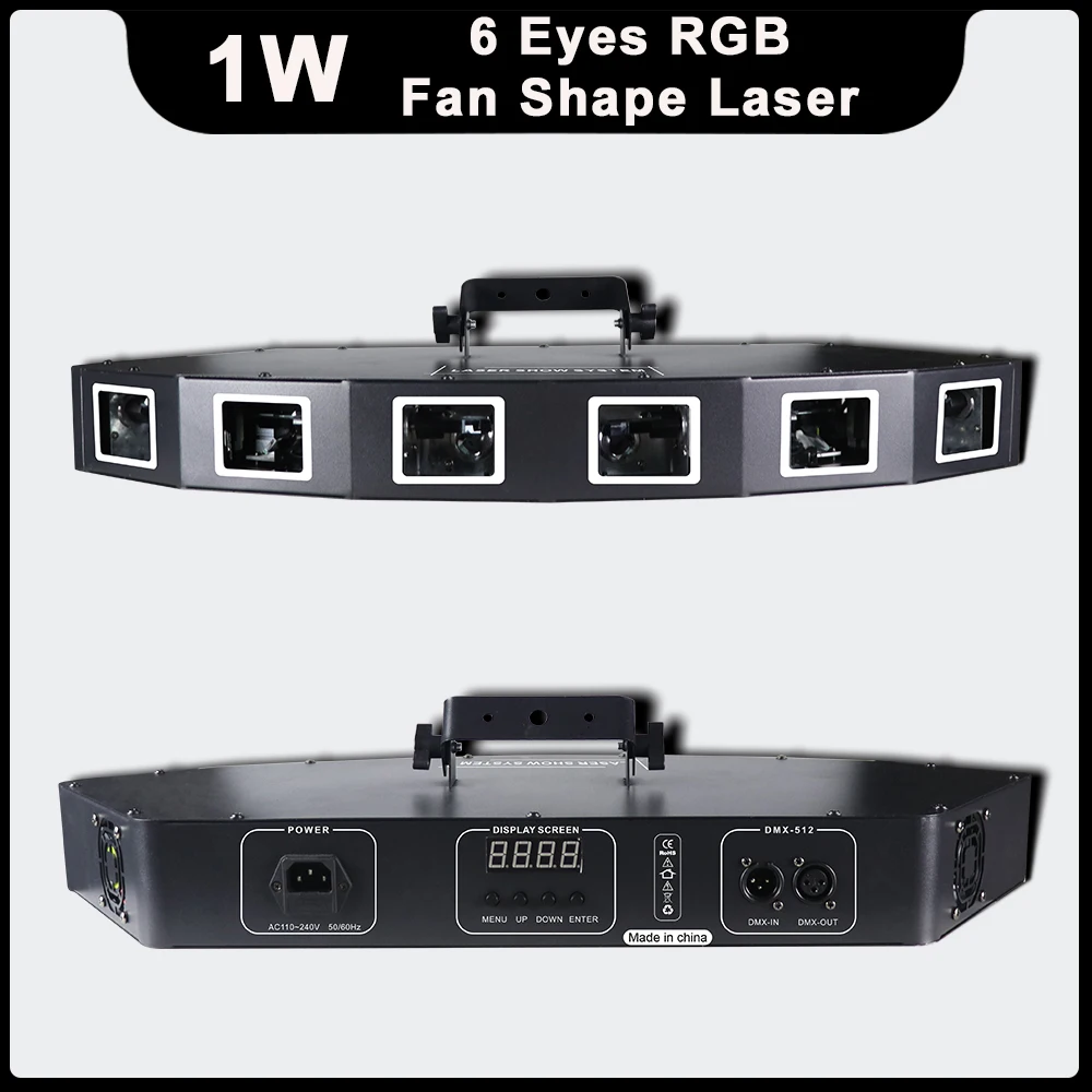 Yuer 6 Occhi Rgb Fan Shape Laser Stage Lighting Effect Proiettore Dmx Music Sound Per Dj Disco Party Bar Lampada Natalizia