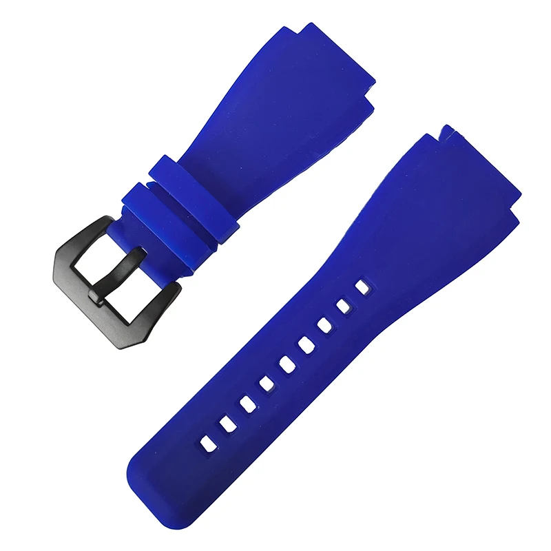 34*24Mm Blu Impermeabile Liscio Morbido Natura Cinturino In Gomma Siliconica Per Cinturino Bell & Ross Br01 Br03 Sostituire