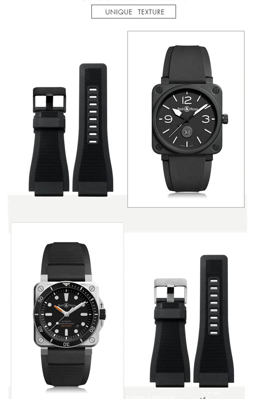 Cinturino Per Orologio Per Bell & Ross Br01 Br03 Cinturino In Silicone Bell Ross Br01Br03 Cinturino 24Mm