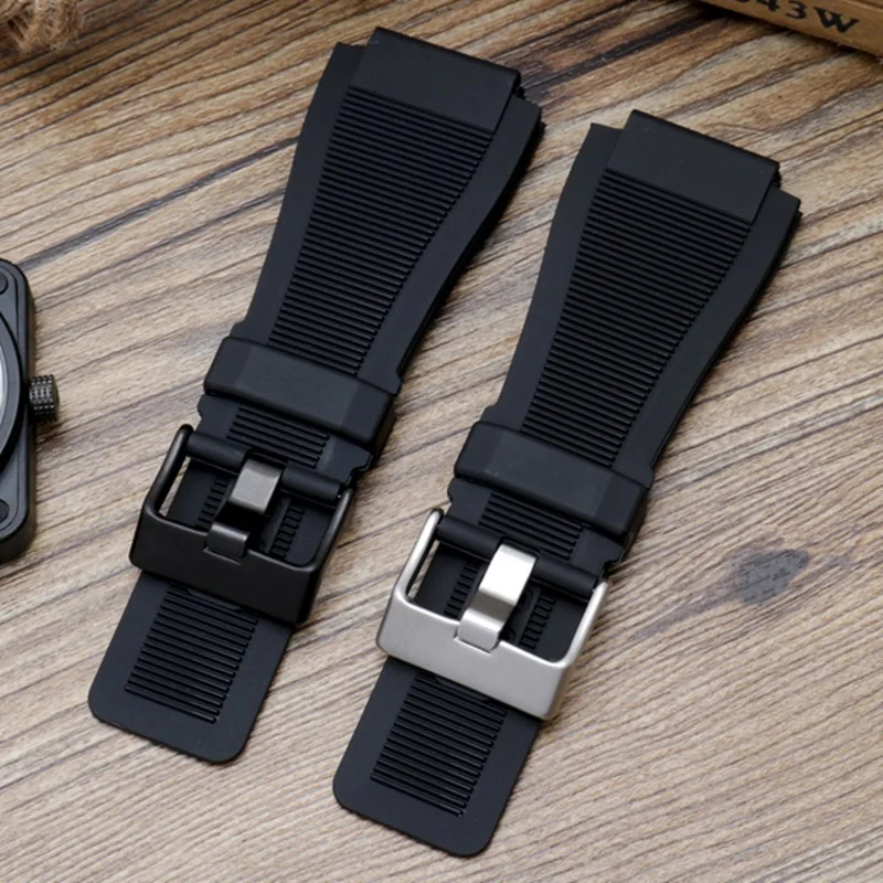 Per Bell & Ross Series Br01 Br03 Cinturino Cinturino Cinturino Cinturino Cinturino Gomma Ross 34*24Mm Estremità Convessa Accessori Per Orologi Imperme