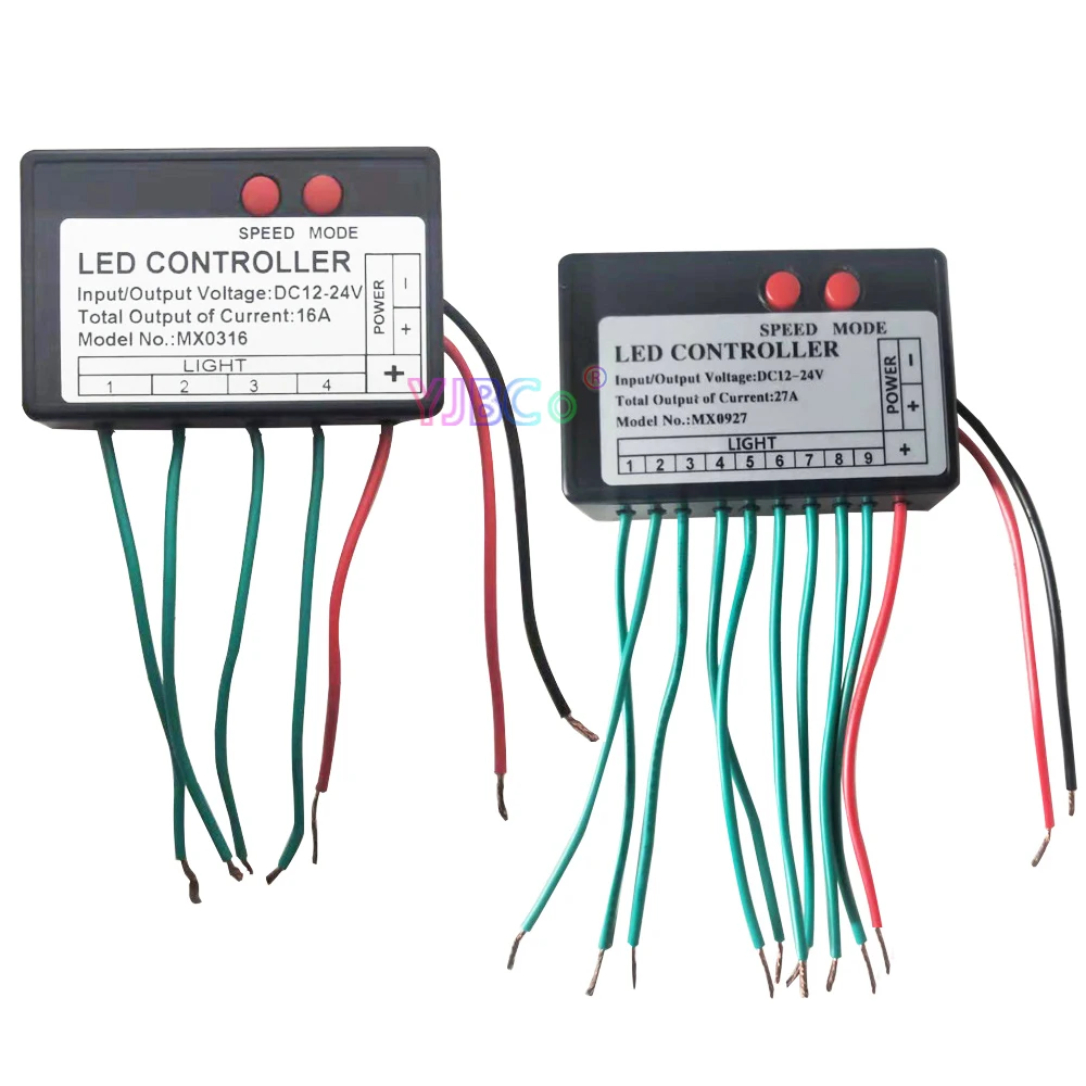 12V 24V Dc 4Ch 9Ch 16A/27A Led Strip Light Controller Jump Water Burst Flash Horse Sign Parola Luminosa Display Light Box Switch