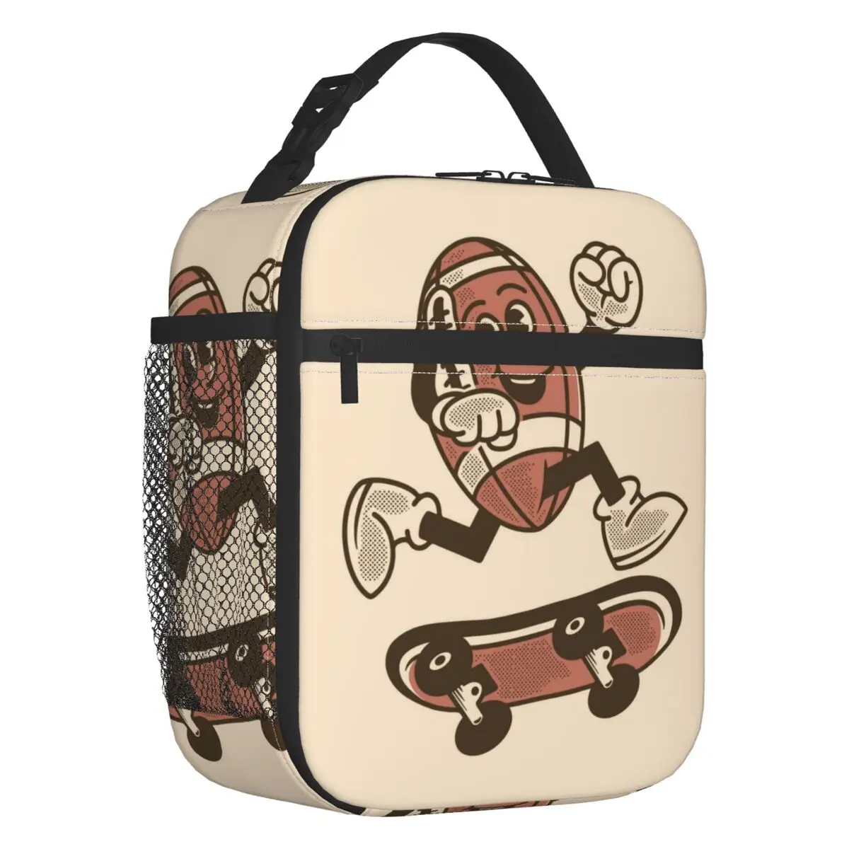 Football Americano Scatole Per Il Pranzo Riutilizzabili Multifunzione Jumping On Skateboard Cooler Thermal Food Insulated Lunch Bag School