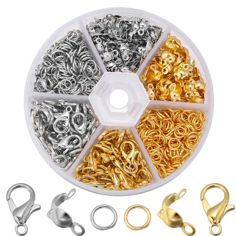 1Box Jewelry Making Kits Lobster Clasp Open Jump Rings End Crimps Beads Box Sets Handmade Bracelet Necklace Findings Accessories