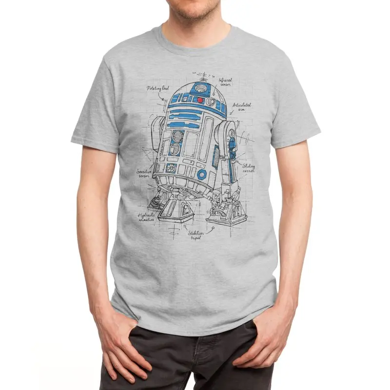 Retro Movie Droid R2-D2 Blueprint T-Shirt. Summer Cotton Short Sleeve O-Neck Unisex T Shirt New S-3Xl