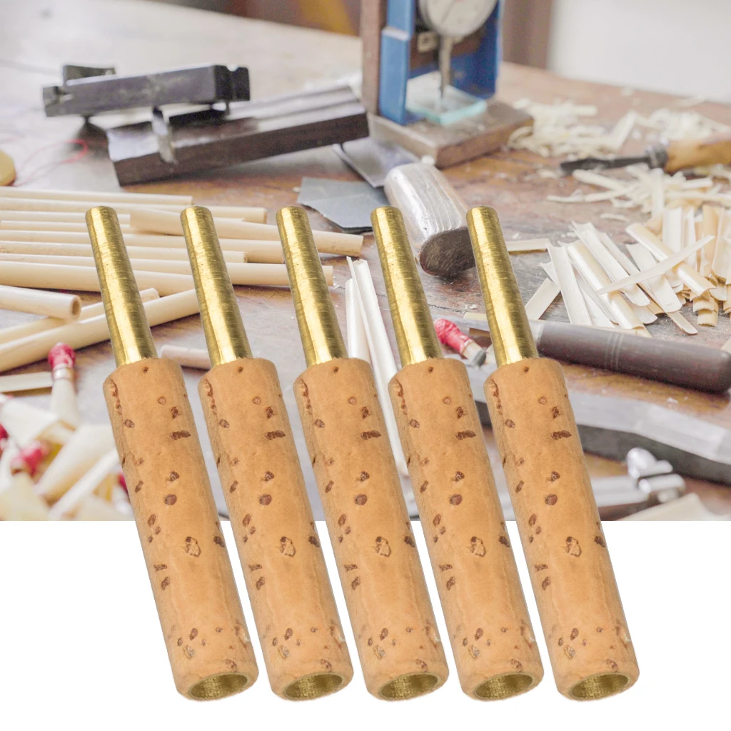 Mugig 5Pcs Oboe Ance Staple Tubes Parts Oboe Tube Wrapped Cork Brass Tube Oboe Parts Accessory