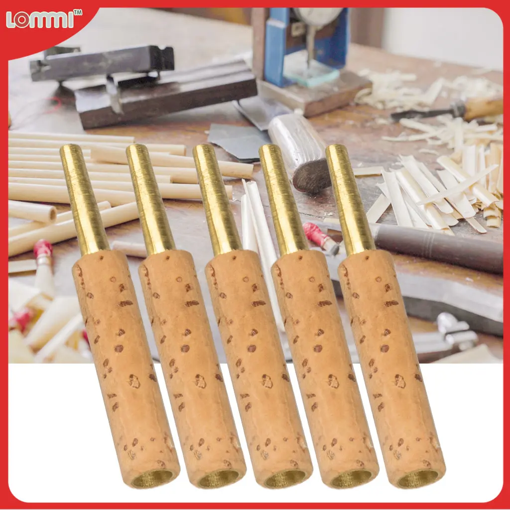 Lommi 5Pcs Oboe Ance Staple Tubes Parts Oboe Tube Wrapped Cork Brass Tube Oboe Parts Accessory
