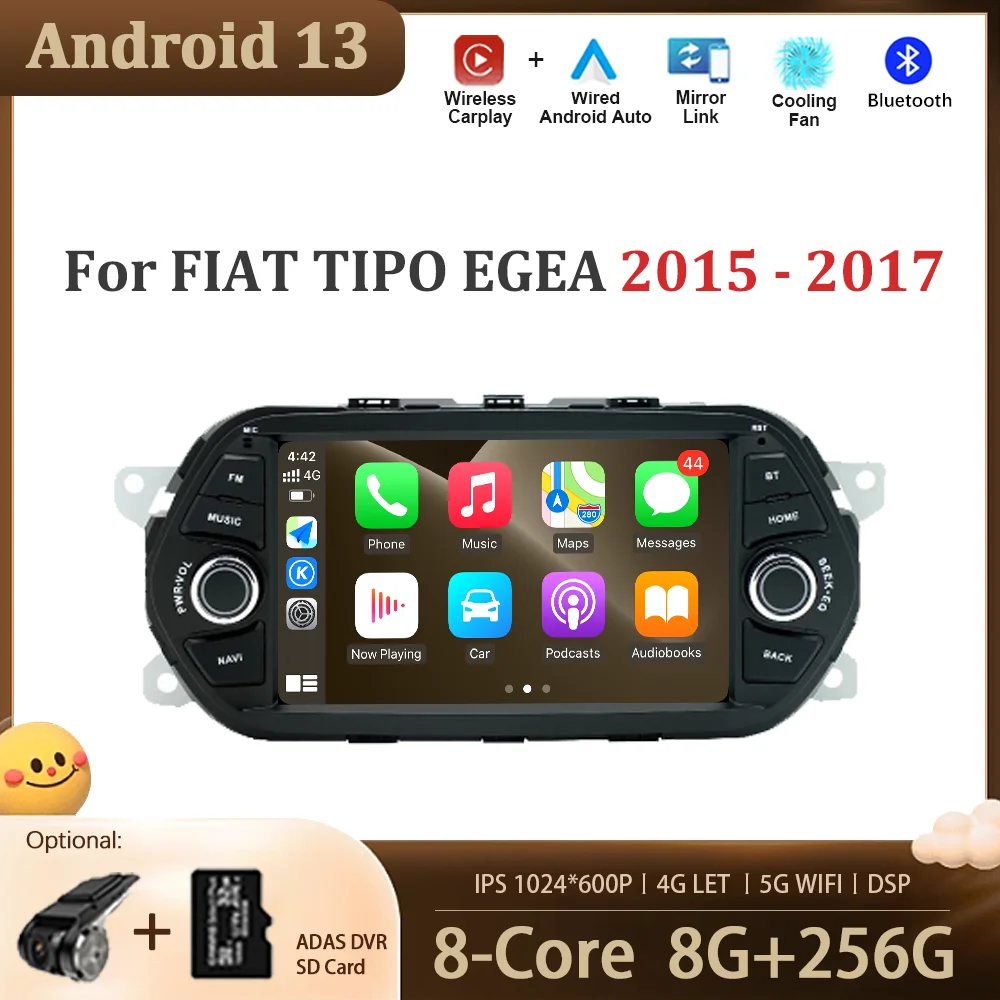 Per Fiat Tipo Egea 2015 - 2017 Android 13 Auto Video Radio Car Multimedia Player Schermo Di Navigazione Gps Audio Dsp Stereo Bt Tools