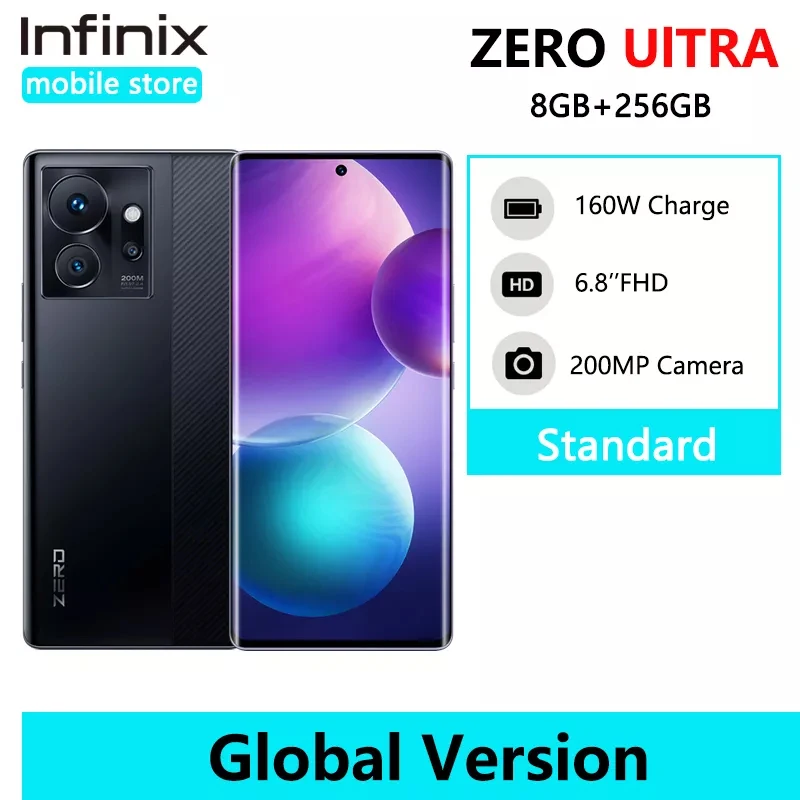 Infinix Zero Ultra 8Gb 256Gb 5G Smartphone D920 6Nm 5G Processore 180W Thunder Charge Cellulare 200Mp 6.8 "Amoled
