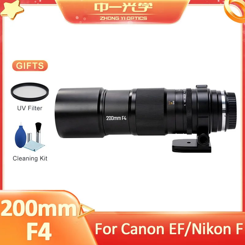 Zhongyi Mitakon 200Mm F4 Apo Full Frame Teleobiettivo Macro Messa A Fuoco Manuale Per Nikon F Canon Ef Mount Fotocamera Digitale Slr