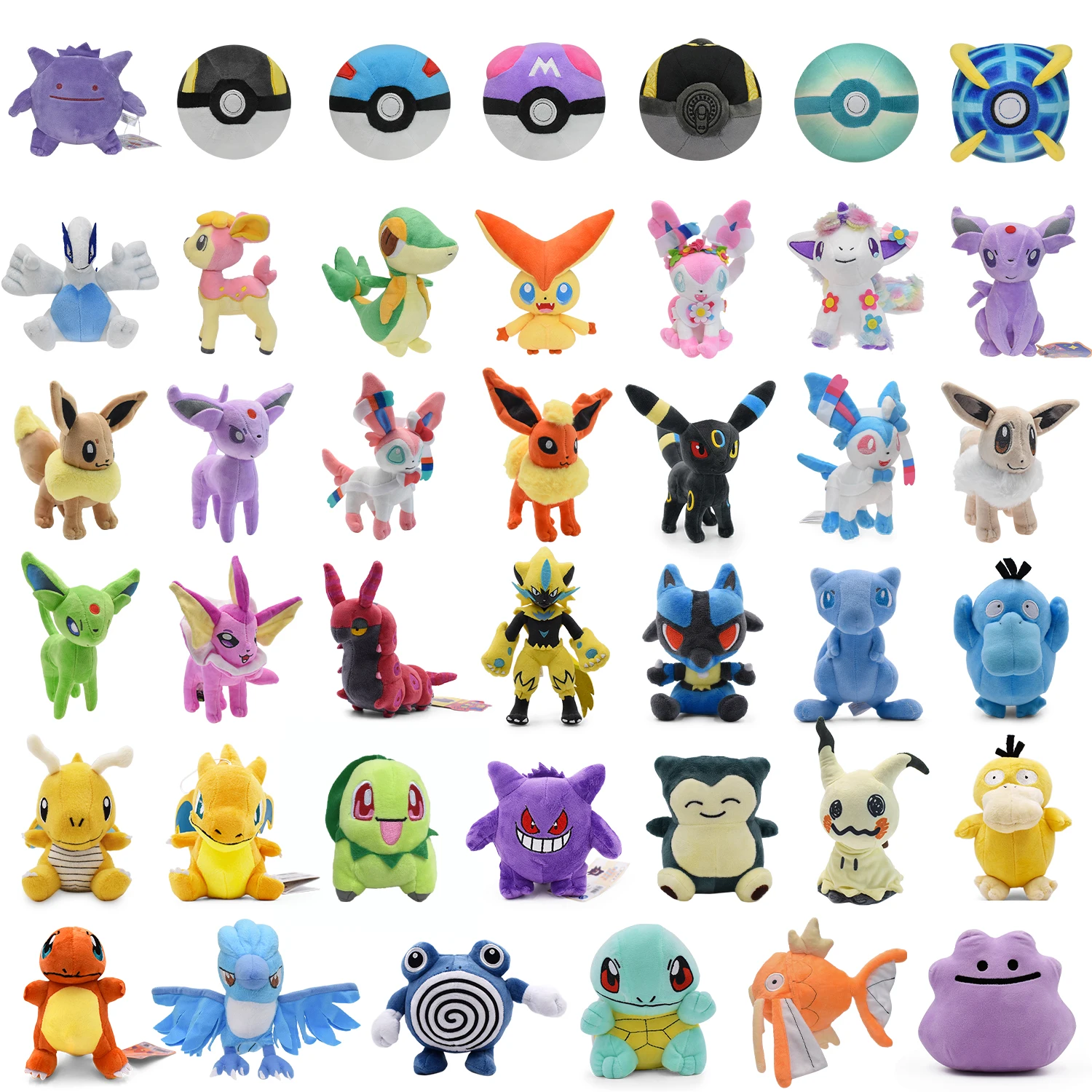 41 Stili Q Pokemon Peluche Peluche Mimikyu Eevee Lugia Ditto Gengar Polywhirl Shiny Psyduck Mew Peluche Animal Doll Gifts