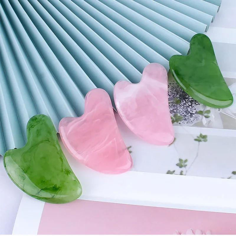 Natural Jade Gua Sha Raschietto Massaggiatore Facciale Strumento Quarzo Rosa Guasha Massage Board Face Lift Slim Gouache Raschietto Piastra Raschiante